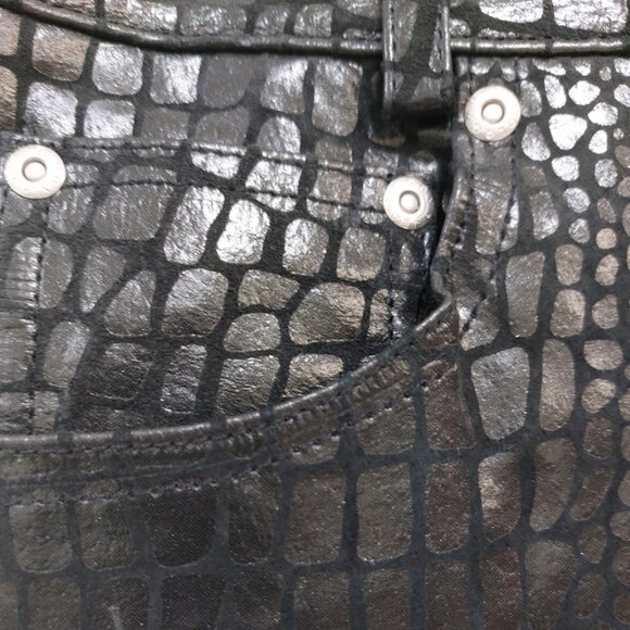 💋CHIC & SEXY💋VTG Genuine Leather Croc Embossed Straight-Cut Pants - Picture 14 of 15